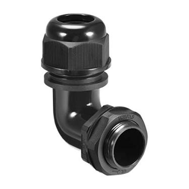 Imagem de uxcell Prensa-cabos M25, 90 graus à prova d'água IP68 Junta de nylon com contraporca ajustável para fio de cabo de 13 mm-18 mm de diâmetro