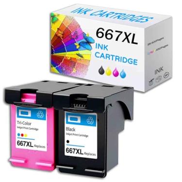 Imagem de Pacote combo de cartucho de tinta 667XL com substituição de chip para impressoras HP DeskJet Ink Advantage 1275 2374 2375 2376 2775 2776 6475 6476 6075, tinta de alto rendimento remanufaturada, 1