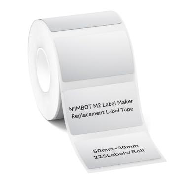 Imagem de NIIMBOT Etiquetas de transferência térmica M2/M3 1,97" x 1,18'', para etiquetadoras M2/M3, material PET, resistente à água e a altas temperaturas, longo tempo de armazenamento, fita de etiqueta prata