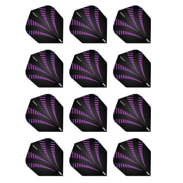 Imagem de RED DRAGON Hardcore Radical Black & Purple Burst Extra Thick Standard Dart Flights - 4 conjuntos por pacote (12 voos de dardo no total)