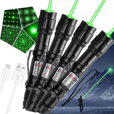 Imagem de LETEAPII [4 Pacotes] Lanterna De Luz Verde, Lanternas Táticas Recarregáveis De Longo Alcance Com Tampa De Estrela E Foco Ajustável, Para Uso Externo, Telas De Tv/Led/Lcd, Astronomia, Camping E Apres