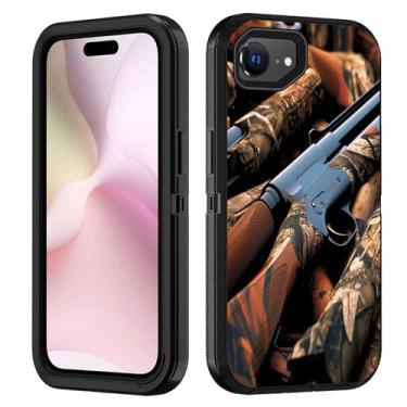 Imagem de FVAENDHIO Capa para iPhone 16e, resistente 3 em 1, híbrida, grau militar, à prova de choque, capa protetora de corpo inteiro para iPhone 16e (2025) 6,1 polegadas, chamariz de balas de espingarda de