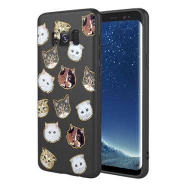 Imagem de KOARWVC Capa de telefone para Galaxy S8, capa para Samsung S8 SM-G950U, design de padrão de gato, fina, protetora, macia, amortecedora, capa de telefone para Samsung Galaxy S8 gato preto