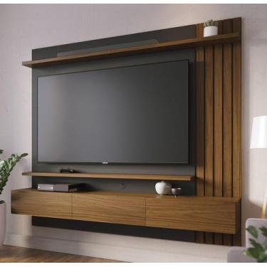 Imagem de Home Suspenso Juriti 180mt Com Detalhe Ripado e 03 portas Noce Milano/