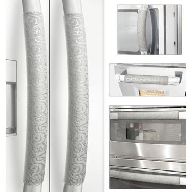 Imagem de Capas de maçaneta de porta de geladeira, conjunto de 6, capas antiderrapantes para maçanetas de eletrodomésticos, capas de maçaneta de geladeira laváveis, mantenha sua cozinha limpa, protetor de alça