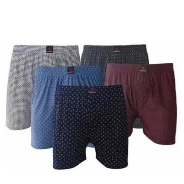 Imagem de Cueca Samba Canção Em Liganete Estampado Adulto Kit Com 5 Uni - BEMTHL