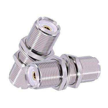 Imagem de CANRIO 2 peças SO239 PL-259 adaptador UHF anteparo conector UHF fêmea para fêmea RF coaxial conector anteparo SO-239 PL259 RF adaptador coaxial de baixa perda
