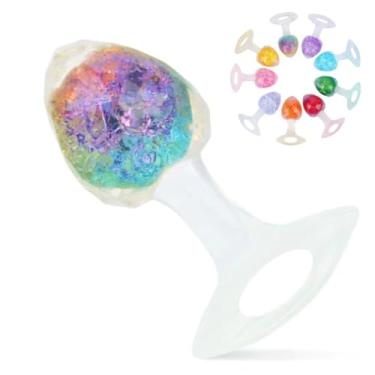 Imagem de Plug Anal Diamante Médio Em Silicone Com Esfera De Vidro Interno Prazer Intenso Massagem Anal [COLORIDO]