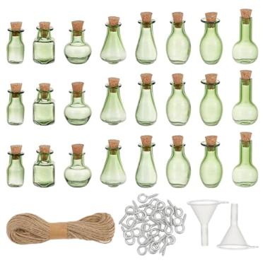 Imagem de PH PandaHall 55 peças de mini garrafas de vidro com rolhas de cortiça, garrafas decorativas com parafuso de ferro, pinos de pino de pino, funil de plástico, cordão de juta para artesanato, decoração