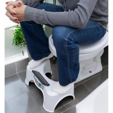 Imagem de Banquinho Apoio de  Pés Para Vaso Sanitário Cócoras Branco - Pra vc 