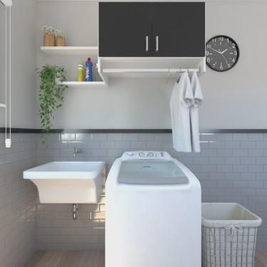 Imagem de Armário Suspenso para Lavandeira com Suporte para Cabides