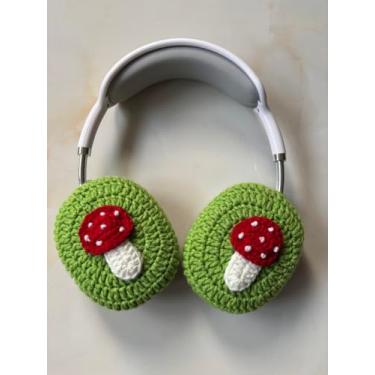 Imagem de Hosootan Capa para fone de ouvido AirPods Max crochê (B, verde grama)