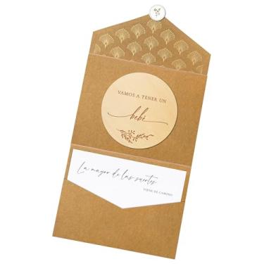 Imagem de Joli Coon Tarjeta de madera Vamos a tener un bebe con sobre desplegable y sello - Anunciar embarazo abuela