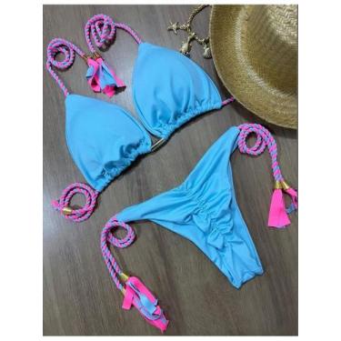 Imagem de Biquini levanta bumbum moda de praia DS Azul Liso - Meu Biquinni, Azul