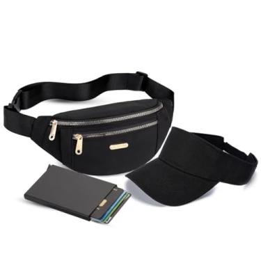 Imagem de Kit Pochete Unissex Corrida + Viseira Unissex Elástica Ajustável + Carteira Rfid Anti-Roubo Masculino, Feminino, Viagem, Segurança, Festival, Show, Presente