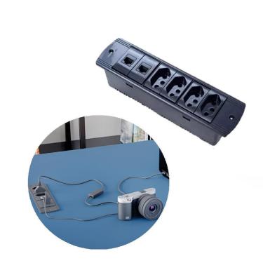 Imagem de Regua S210 4 Tomadas Nbr + 2 Blocos Key Preto Qtmov