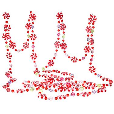 Imagem de Guirlanda de Natal Guirlanda de doces em espiral de plástico, guirlanda de hortelã-pimenta vermelha e branca, decoração de árvore de Natal para artigos de festa de Natal, lembrancinhas de férias, ornamentos de pendurar na parede da fazenda