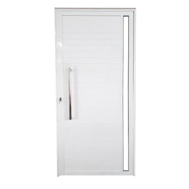 Imagem de Porta Lambril De Alumínio Direita 210 X 90cm Com Visor Linha Veneza Esquadrias Bergamo Branco