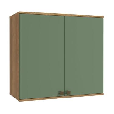 Imagem de Armário Aéreo Celeste Kappesberg 100% Mdf 2 Portas Nogueira/verde 80cm