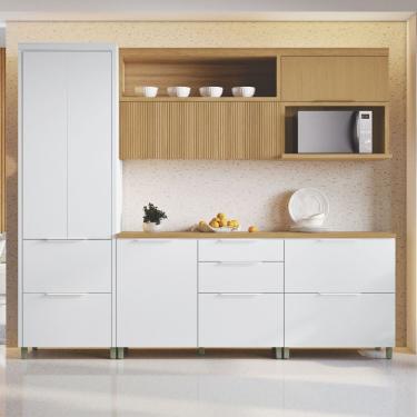 Imagem de Cozinha 5 Peças 6 Portas 6 Gavetas Marquesa 100% Mdf Branco-naturale