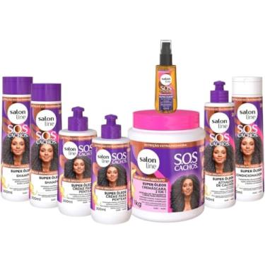 Imagem de Kit Super Óleos com 2 Shampoos, Condicionador, Ativador, 2 Cremes para Pentear 300ml, Cremácara 1Kg e Óleo 42ml Salon Line