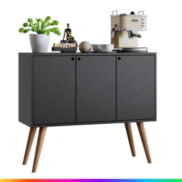 Imagem de Buffet Aparador 3 Portas Pés Retrô Cantinho do Café Multiuso Móveis Bo