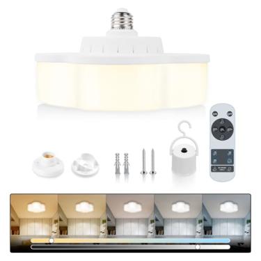 Imagem de JackonLux Lâmpada Led De Emergência Recarregável Grande Com Controle Remoto, 6,7", 2000 Lm, Mah, 5 Temperaturas Cor, 10 Níveis Intensidade, Luz Reserva Portátil Bateria Para Garagem, Barraca, Depósi