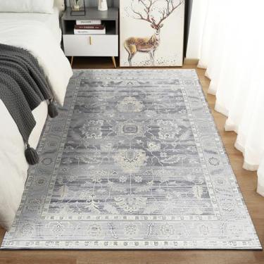 Imagem de Tapete de imitação de caxemira para decoração de casa, mesa lateral para sala de estar, tapete de chão macio e confortável para quarto (120 x 200 cm, 47 x 79 polegadas/FFYR-298)