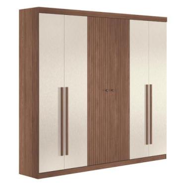 Imagem de Guarda Roupa Casal Com Espelho 6 Portas Sintra Jatobá Areia - CASA H