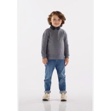 Imagem de Blusão Infantil Masculino em Malha Aveludada Up Baby, Azul marinho, 3