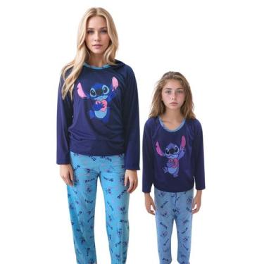 Imagem de Kit 2 Pijamas Inverno Longo Stitch Mãe e Filha Conjunto - PIJAMAS VIÇO