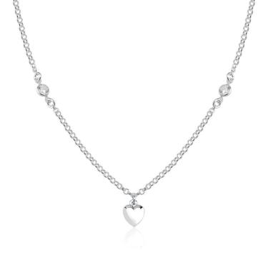 Imagem de Colar Choker Coração Liso- Zirconias Prata 925