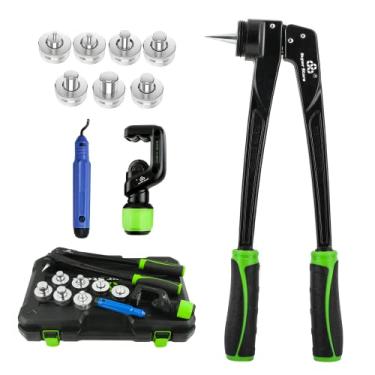 Imagem de Super Stars Expansor de tubo de cobre hidráulico expansor de tubo HVAC, com cortador de tubo, ferramenta de rebarbação e 7 cabeças expansores para tubos de cobre de 3/8 a 1-1/8 polegadas