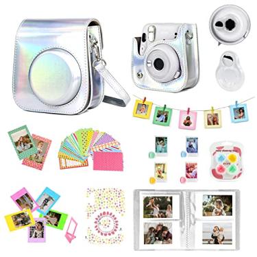 Imagem de WOGOZAN Kit para acessórios Fujifilm Instax Mini 11 (capa de câmera instax/alça de mão/álbum para Instax Mini Filme/Espelho de elfie/Molduras de foto/Adesivos de foto e mais) (Prata ágica)