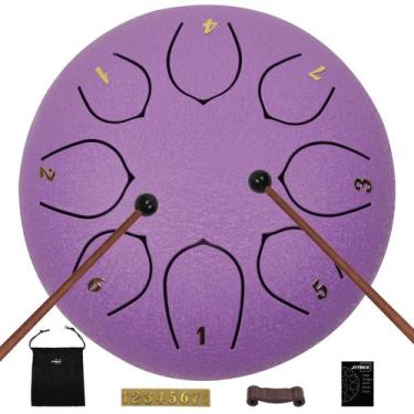 Imagem de Tambor de língua de aço JYTMUS 8 Notes de 15 cm com bolsa, livro e mar