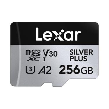 Imagem de Lexar Cartão micro SD prata de 256 GB até 205 MB/s, cartão de memória flash MicroSDXC UHS-I com adaptador, C10, U3, A2, V30, Full HD, 4K UHD, cartão TF de alta velocidade para drone, câmera de ação
