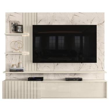 Imagem de Painel Suspenso Tv 65 Pol 3P 200 cm Atena Calacata Off White MADETEC, 