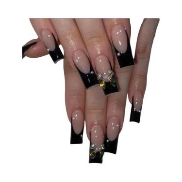 Imagem de Adesivos Pretos Para Unhas Francesas, 24 Peças, Glitter, Estrelas Do A