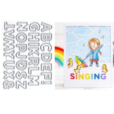 Imagem de XMZZMX 26 letras e ponto de exclamação matrizes de corte de metal para fazer cartões, kit de moldes de corte de papel em relevo, suprimentos, conjuntos de estênceis de álbum de recortes de fotos faça