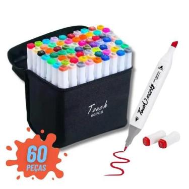 Imagem de Kit 60 Canetas Touch Cores Vibrantes Profissional Escolar Colorir Marc