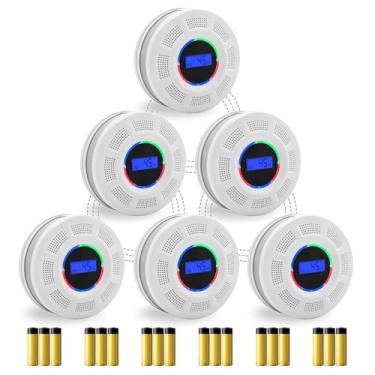 Imagem de GiiHoo Detector de monóxido de carbono de fumaça interconectado sem fio alimentado por bateria, combinação interligada de fumaça e monóxido de carbono com visor digital, botão de silêncio