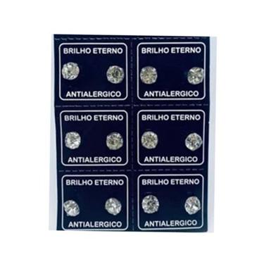 Imagem de Brinco Em Aço Inox Kit De 6 Pares  12 Unidades  6Mm