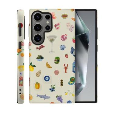Imagem de TnXee Capa para Samsung Galaxy S24 Ultra, Estética Frutas Lírio Flor Peixe Capa de Telefone Resistente a Quedas Fosco 2 em 1 Capa de Camada Dupla Sólida para Meninas Mulheres