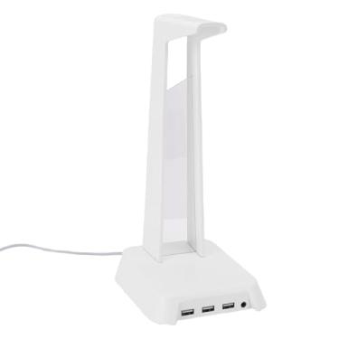 Imagem de Yunseity RGB Gaming Headset Stand, Colorido de Fone de Ouvido de Mesa de Iluminação Com 3 Portas USB 2.0, Interface de Som Integrada, para Casa e Escritório (WHITE)