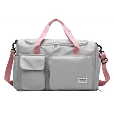 Imagem de Lzyjckh Bolsa de Viagem, Bolsas Esportiva para Academia para Mulheres e Homens, Bolsa Leve para o Fim de Semana com Compartimento para Sapatos, para o Fim de Semana, Esportes, Viagem,Gray a