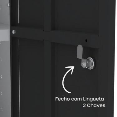 Imagem de Armário de Aço 2 Portas 4 Prateleiras com Chave AP409SL - Pandin Móvei