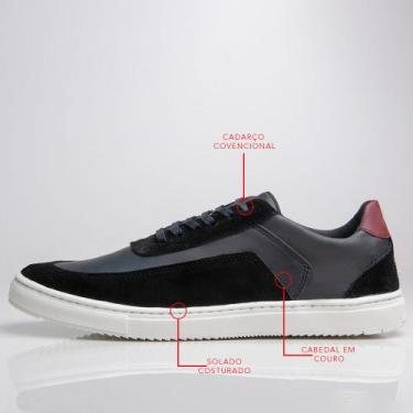 Imagem de Tênis Em Couro Preto Cadarço Casual Masculino - HAMITIE , Branco, Masc