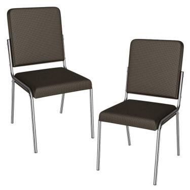 Imagem de Kit 2 Cadeiras Cromada Sala Jantar 2C129CR Corino Kappesberg Marrom