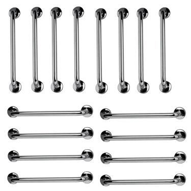 Imagem de Barra de Apoio 60cm Inox Kit 18 Unidades Idoso Gestante Banheiro Box Acessibilidade Deficiente Segurança Suporte