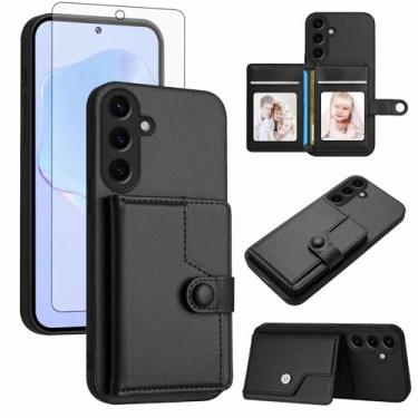 Imagem de Asuwish Capa de telefone para Samsung Galaxy S24 FE 5G capa carteira com protetor de tela de vidro temperado RFID fino suporte para cartão de crédito acessórios de celular S 24 EF AI S24FE 24S
